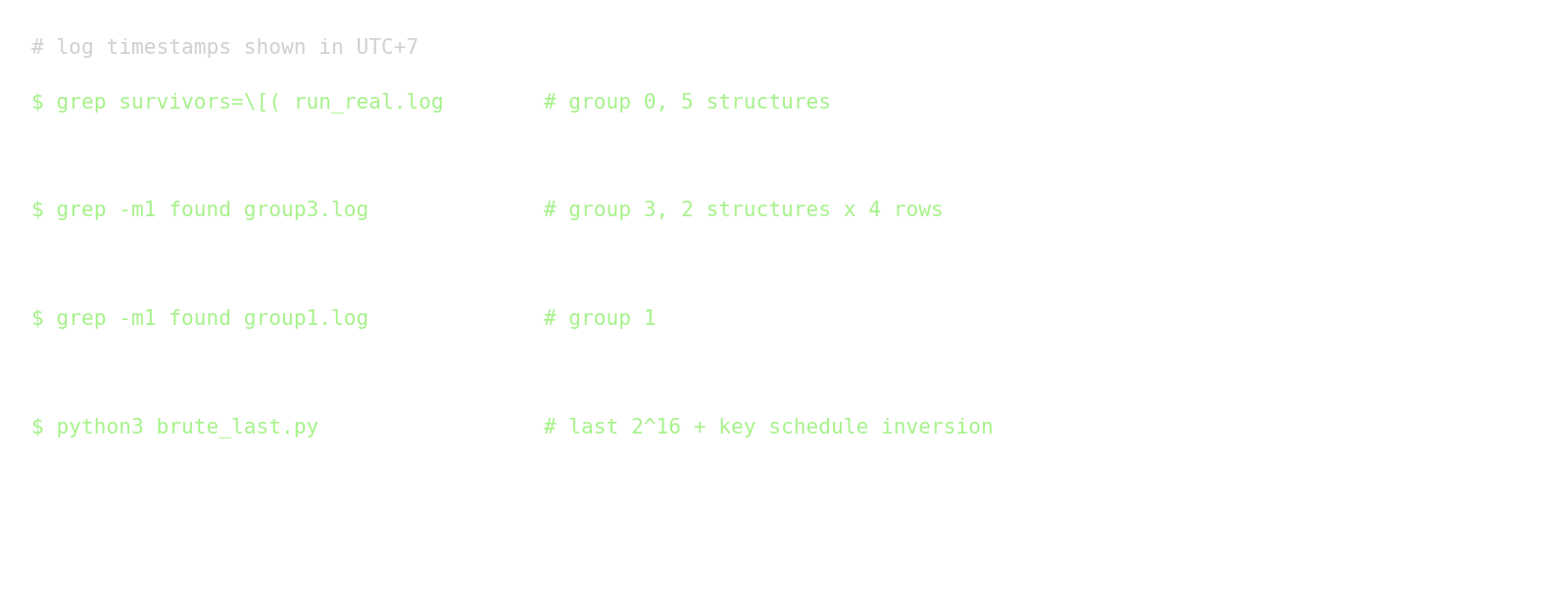 Solver output